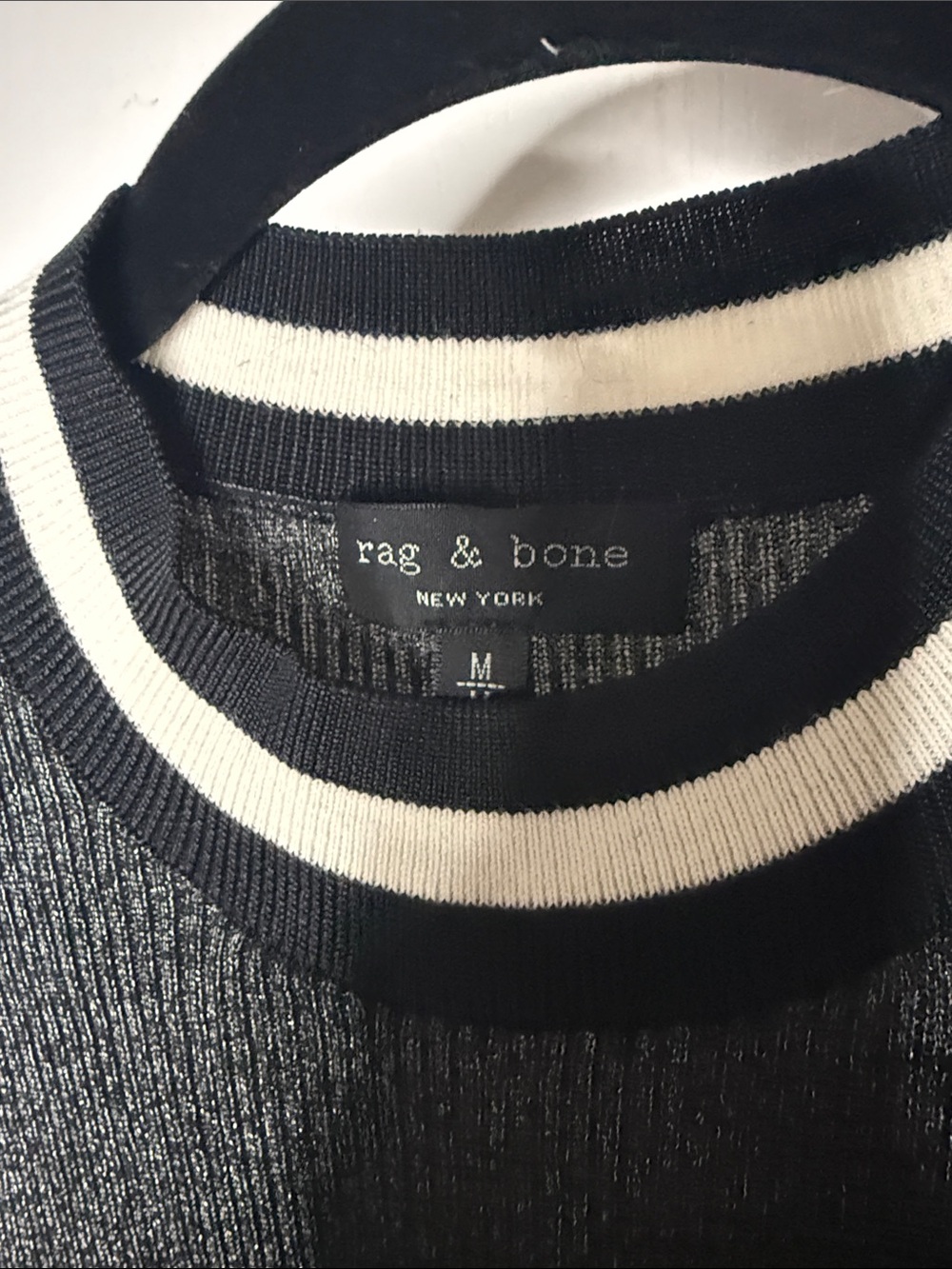 rag & bone Black Sleeveless Knit Tank with Cream Trim. NWOT - Picture 3 of 5